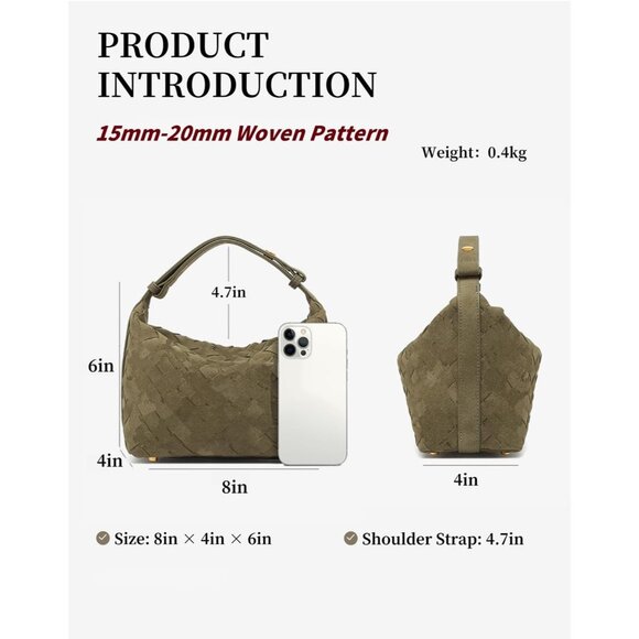 Chic Olive Suede Handbag with Adjustable Strap - Perfect Daily Companion - Picture 2 of 8